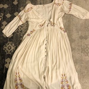 Cream Embroidered Maxi Dress by Free people